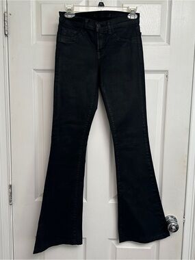 J Brand Wax Coated Black Flare Jeans